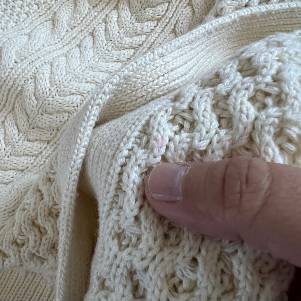 Aerie Cable Knit Crochet Cotton Oversized Cardigan Preppy Cottage Coastal‎ Sz S - Picture 4 of 8
